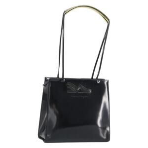 Salvatore Ferragamo Tote Bag Enamel Black Auth 161124